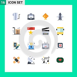 Modern Set of 16 Flat Colors and symbols such as cart, reduce, kite, lower, cost