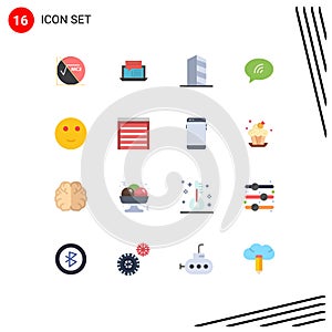 Modern Set of 16 Flat Colors and symbols such as chating, message, online, real estate, house