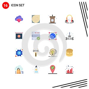 Modern Set of 16 Flat Colors and symbols such as handfree, music, pattern, headphone, mosque