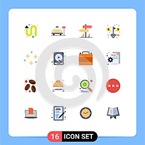 Modern Set of 16 Flat Colors and symbols such as sky, success, direction, saving, key