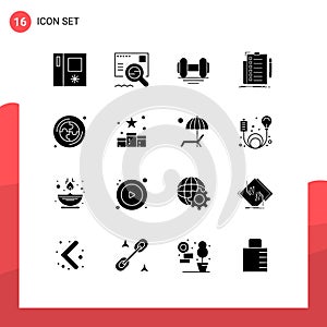 Modern Set of 16 Solid Glyphs and symbols such as education, document, fitness, list, checklist