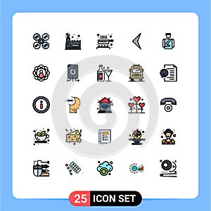 Modern Set of 25 Filled line Flat Colors and symbols such as service, hotel, food, bellboy, back