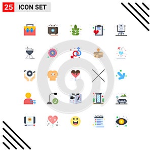 Modern Set of 25 Flat Colors and symbols such as biochip, healthcare, kit, health, plant