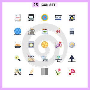 Modern Set of 25 Flat Colors and symbols such as computer, medical, van, glasses, user