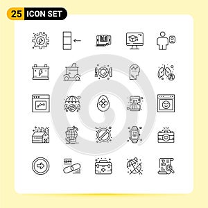 Modern Set of 25 Lines Pictograph of avatar, education, application, cap, tranfer