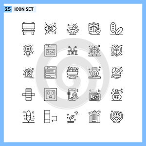 Modern Set of 25 Lines and symbols such as bread, muslim, pills, map, kaba