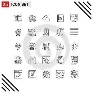 Modern Set of 25 Lines and symbols such as internet, job, love, science, formula