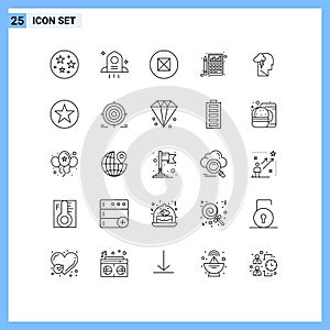 Modern Set of 25 Lines and symbols such as power, mental, symbols, energy, chart