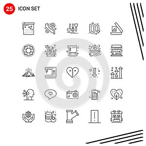 Modern Set of 25 Lines and symbols such as turning, directional, hours, arrows, service