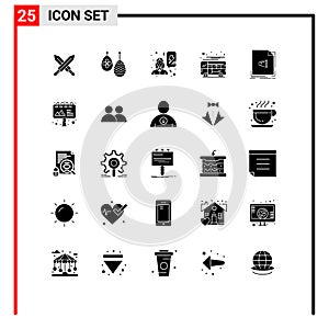 Modern Set of 25 Solid Glyphs and symbols such as audio, local, feminism, coach, autobus