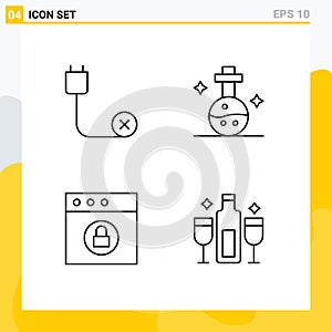 Modern Set of 4 Filledline Flat Colors Pictograph of computers, app, disconnected, lab, mac