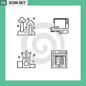 Modern Set of 4 Filledline Flat Colors and symbols such as food, business, nature, external, money