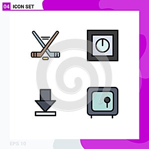 Modern Set of 4 Filledline Flat Colors and symbols such as hokey, arrow, american, products, download