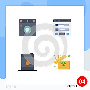 Modern Set of 4 Flat Icons Pictograph of furniture, gasoline, flowchart, sitemap, gift