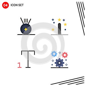 Modern Set of 4 Flat Icons Pictograph of medal, cog, design, programing, office