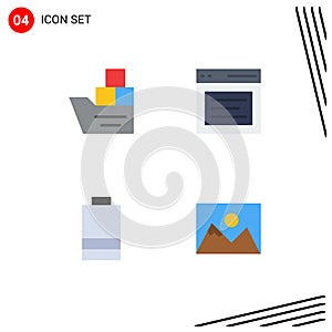 Modern Set of 4 Flat Icons and symbols such as box, user, transportation, hero, electric