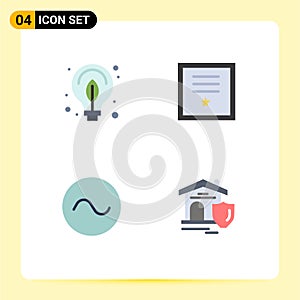 Modern Set of 4 Flat Icons and symbols such as energy, sine, bulb, post, wave