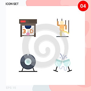 Modern Set of 4 Flat Icons and symbols such as printing, camera, command, manipulate, cafe