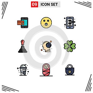 Modern Set of 9 Filledline Flat Colors and symbols such as auto, trade, golfball, smartphone, mobile