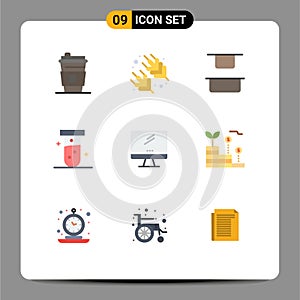 Modern Set of 9 Flat Colors and symbols such as pc, device, vertical, monitor, lab