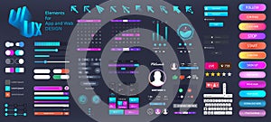 Modern set elements interface for Web and App. UI, UX, Kit
