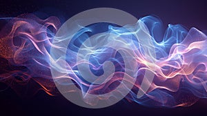 Modern set of modern elements representing an air flow with abstract light effects. An isometric blurred motion wave