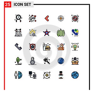 Modern Set of 25 Filled line Flat Colors Pictograph of money, funds, backword, financial, business