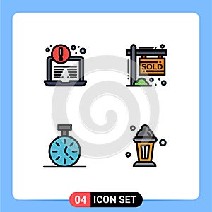 Modern Set of 4 Filledline Flat Colors Pictograph of antivirus, timer, house, income, abrahamic photo