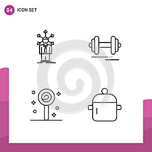 Modern Set of 4 Filledline Flat Colors and symbols such as development, confect, personality, fitness, lollipop photo