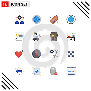 16 Creative Icons Modern Signs and Symbols of document, travel, support, internet, global