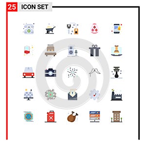 Modern Set of 25 Flat Colors and symbols such as smartphone, mobile, key, holidays, egg