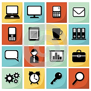 Modern set of flat icons, office, business, illus