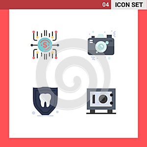 Modern Set of 4 Flat Icons Pictograph of crowdfund, image, crowdselling, photography, protection photo