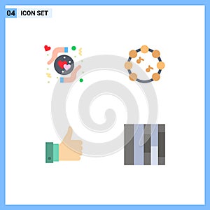 Modern Set of 4 Flat Icons and symbols such as care, good, heart, virtuoso, layout photo