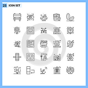 Modern Set of 25 Lines and symbols such as bread, muslim, pills, map, kaba photo