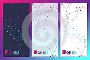 Modern set of vector flyers. Geometric abstract presentation. Molecule and communication background for medicine