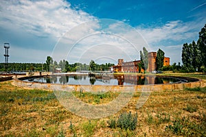 Modern sewage treatment plant. Sedimentation tank round form