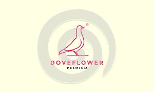 Modern shape dove with flower logo symbol vector icon illustration graphic design