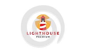 Modern shape lighthouse sunset logo symbol icon vector graphic design illustration
