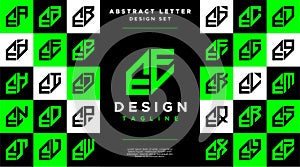 Modern sharp line abstract letter E EE logo bundle photo