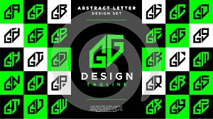 Modern sharp line abstract letter G GG logo bundle