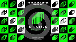 Modern sharp line abstract letter M MM logo bundle photo