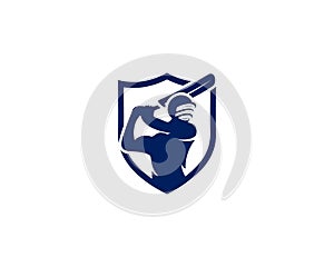 Modern shield cricket sport logo icon design.