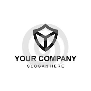 Modern shield data cloud logo design vector