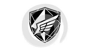 Modern Shield Emblem with Winged 'F' Logo