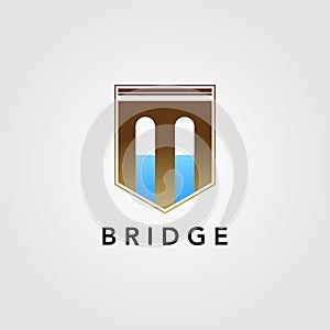 Modern shield guard bridge logo vector icon illustration design