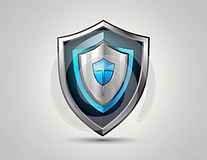 Modern shield logo with blue gradient, symbol of digital security and IT protection