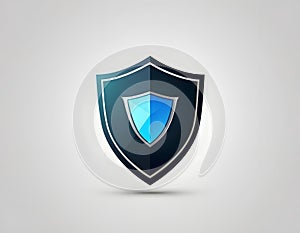 Modern shield logo with blue gradient, symbol of digital security and IT protection