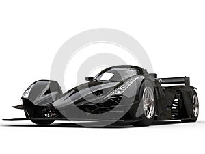 Modern shiny black super sports race car - beauty shot