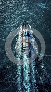 Modern ship with a network of digital pathways